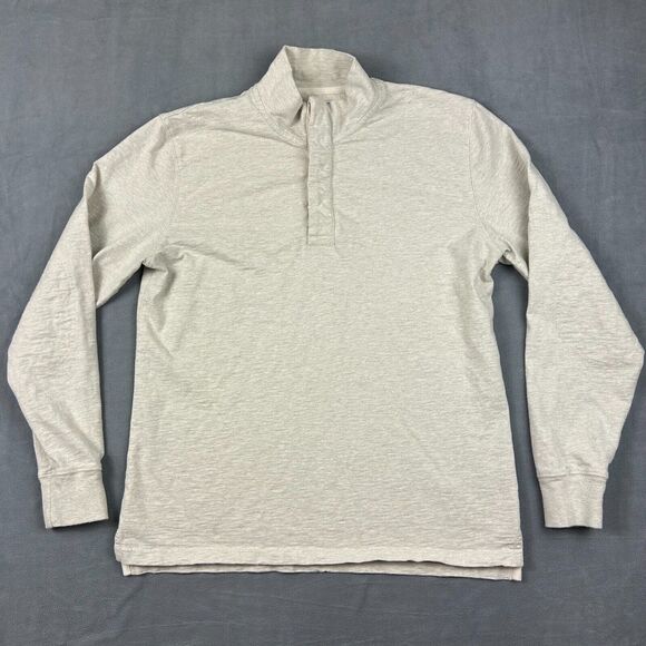 Guideboat Co Reliance Garments Shirt Mens Large Off White Henley Rowing - Picture 1 of 10